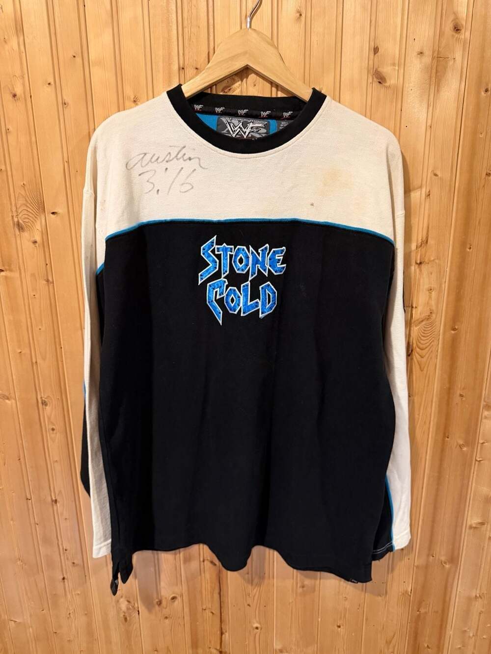 Vintage 1999 WWF Stone Cold Steve Austin Signature Series Long Sleeve Shirt Sz L